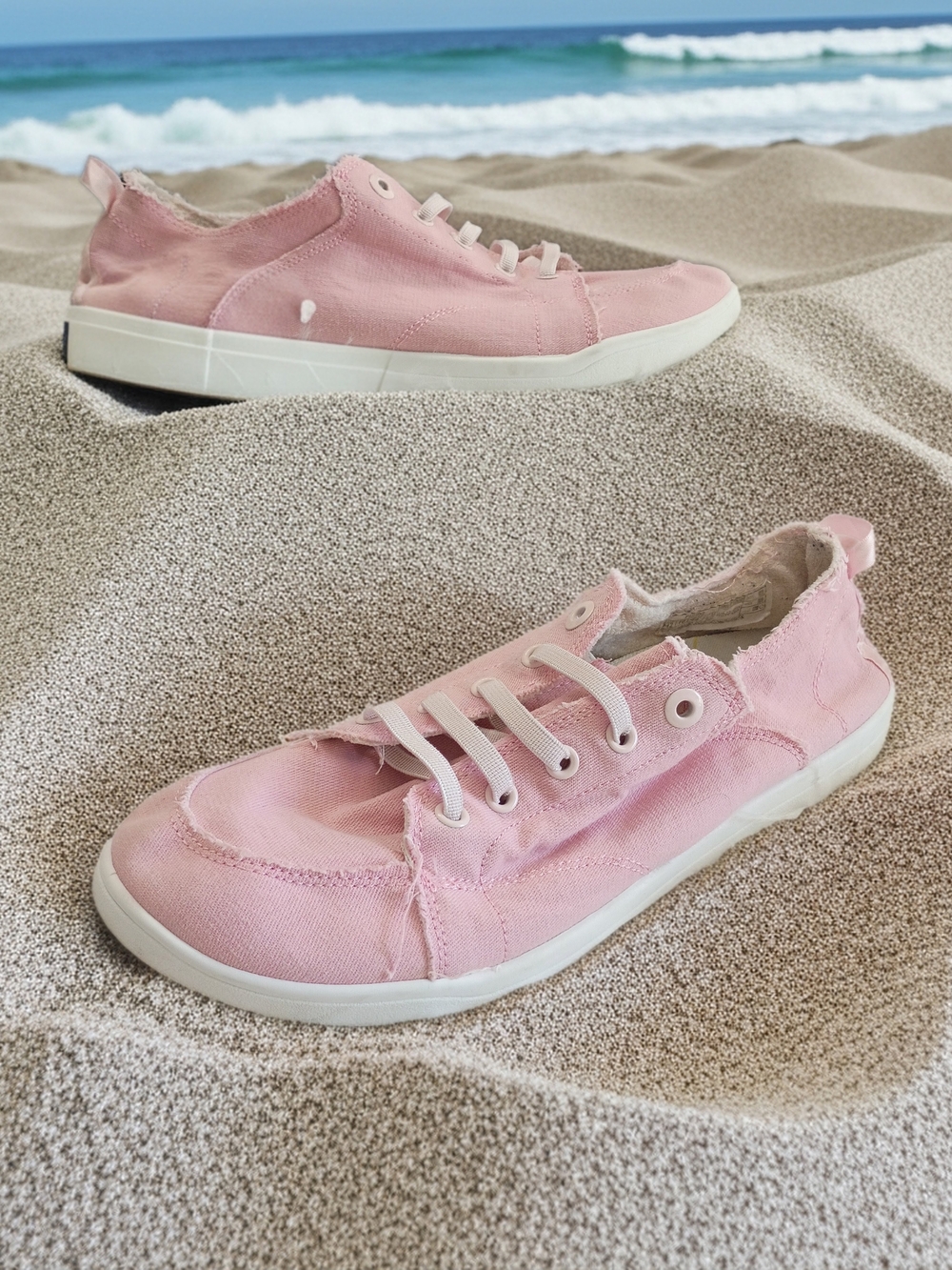Vionic Pink Canvas Slip-On Lace-Up Sneakers Size 12